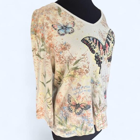 Y2K Fairycore Morning Sun Butterfly Top 2X – Beaded Naturecore Boho Blouse - Picture 2 of 8